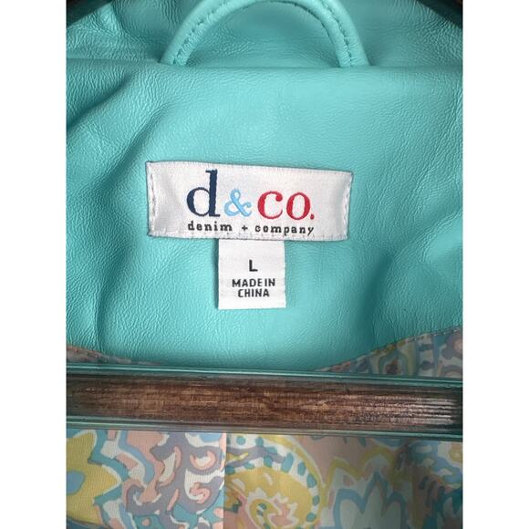 Women’s d&co. Large Teal Leather Jacket. - Picture 4 of 5